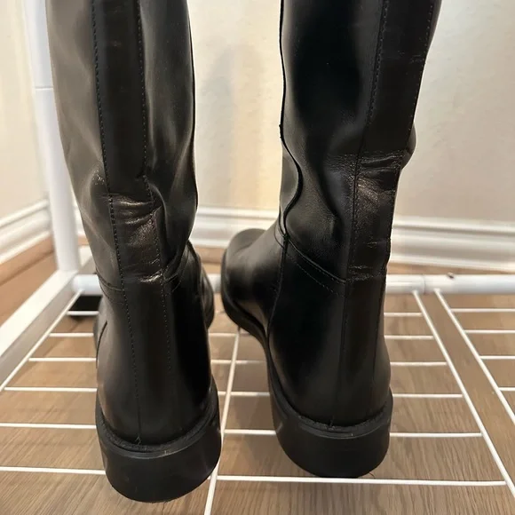 Massimo Dutti Black Leather Riding Boots - Picture 4 of 10